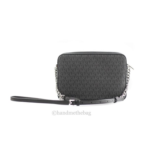 NEW Michael Kors Jet Set East West Crossbody Black Signature Logo Leather Bag L - Picture 7 of 11